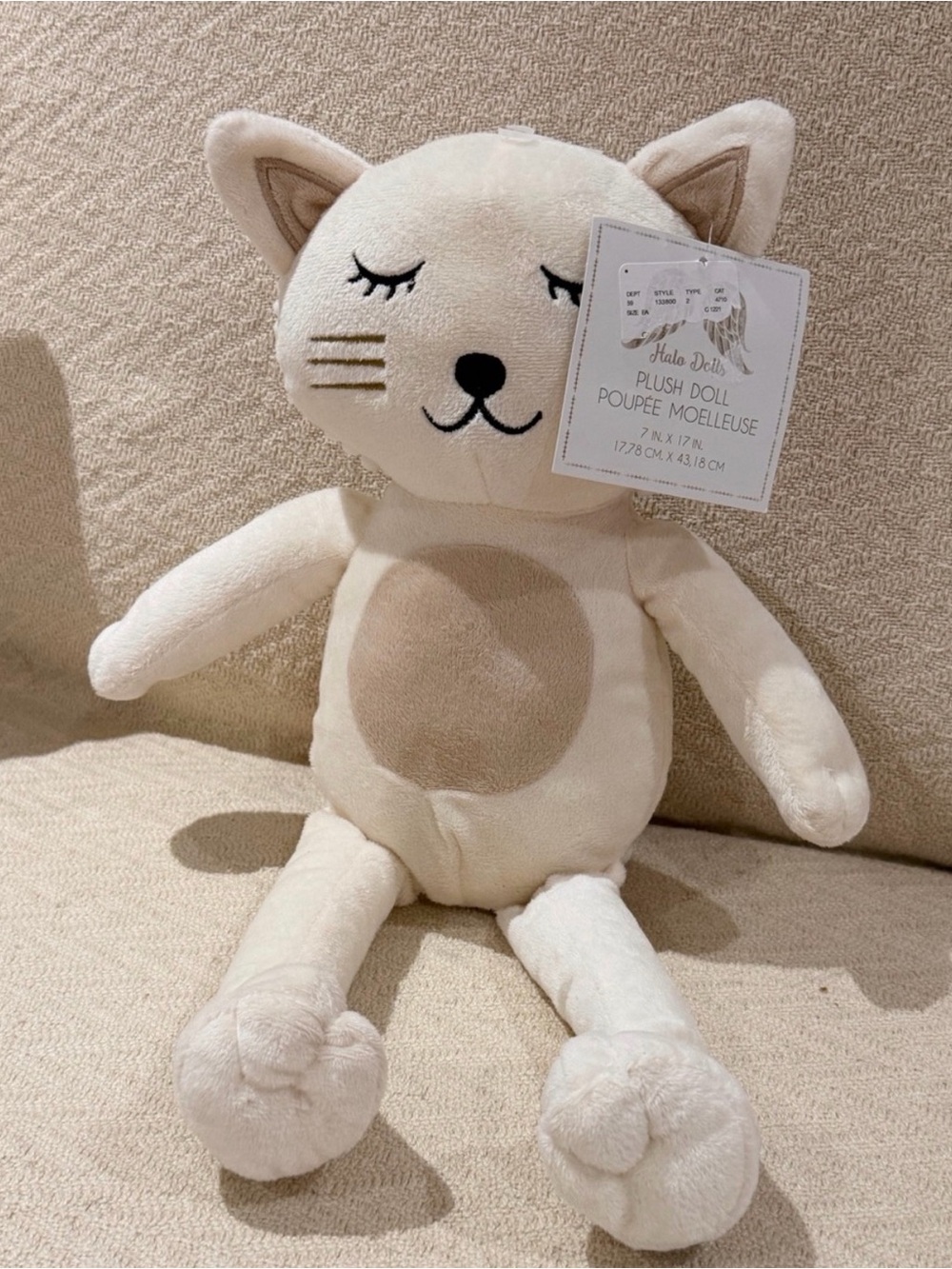 NWT Halo Dolls Sleepy Cat Plush